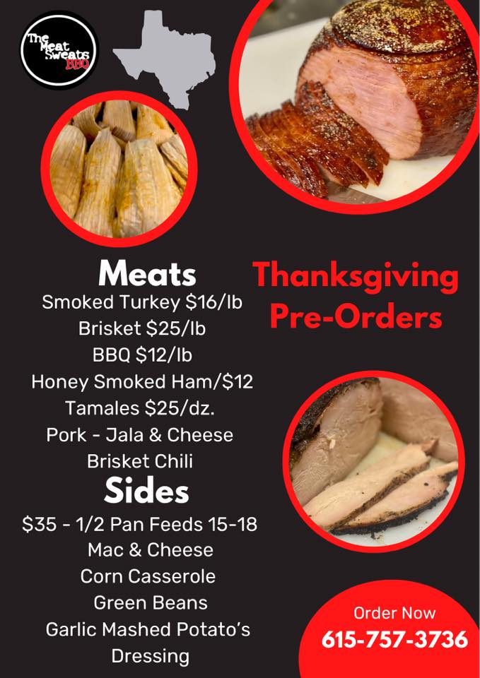 Thanksgiving menu from Meat Sweats