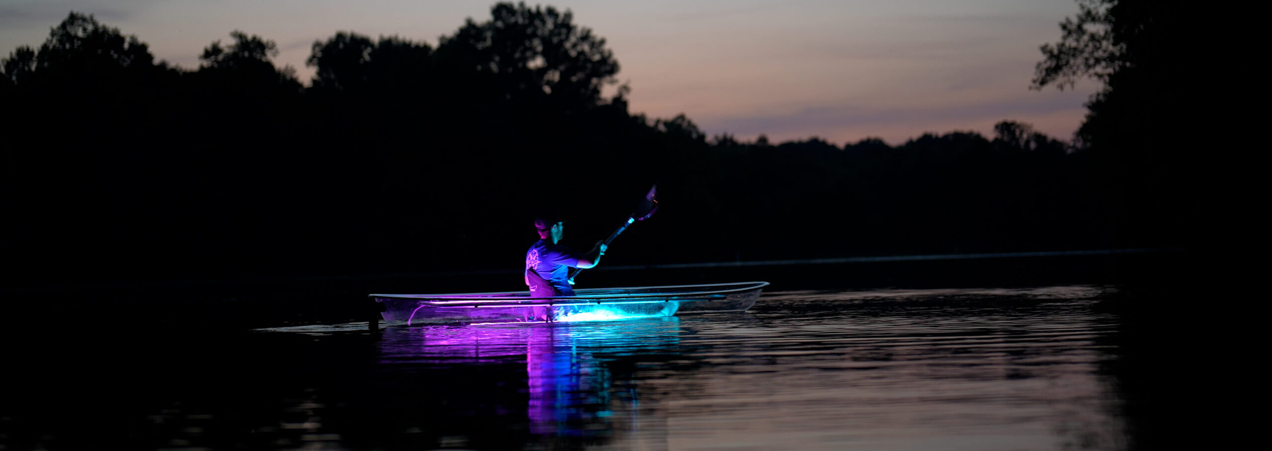 Glow in the dark kayak on Old Hickory Lake